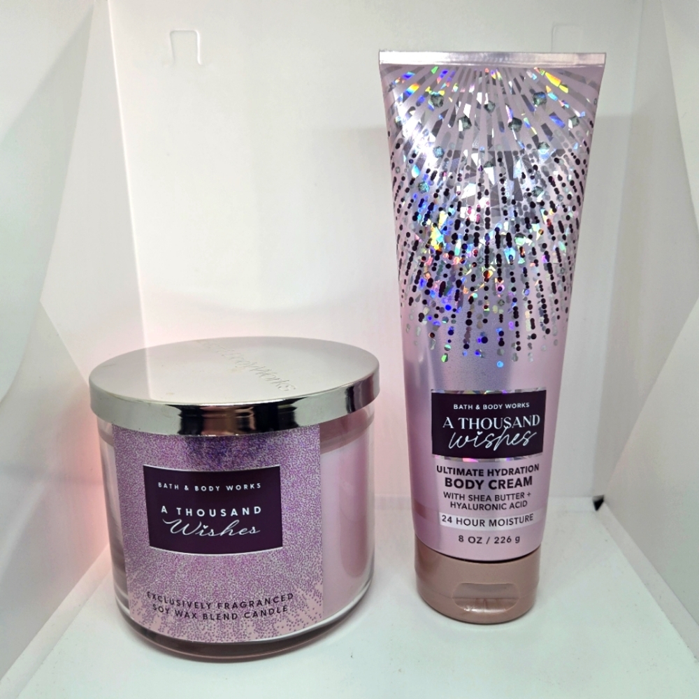 Bath & Body Works A Thousand Wishes Body Cream and Candle Set - Pink